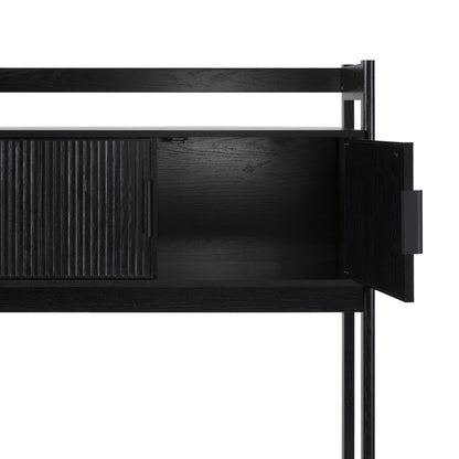 Walker Edison Transitional Reeded and Narrow/Wide Bookshelves and Desks with Drawers and Hutch