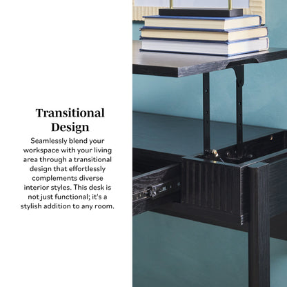 Walker Edison Transitional Reeded and Narrow/Wide Bookshelves and Desks with Drawers and Hutch