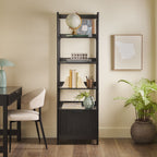Walker Edison Transitional Reeded and Narrow/Wide Bookshelves and Desks with Drawers and Hutch