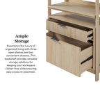 Walker Edison Transitional Reeded and Narrow/Wide Bookshelves and Desks with Drawers and Hutch