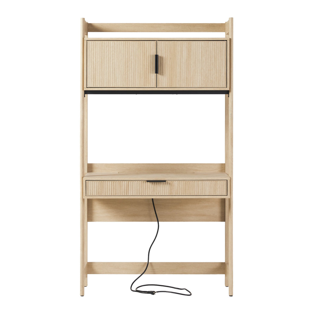 Walker Edison Transitional Reeded and Narrow/Wide Bookshelves and Desks with Drawers and Hutch