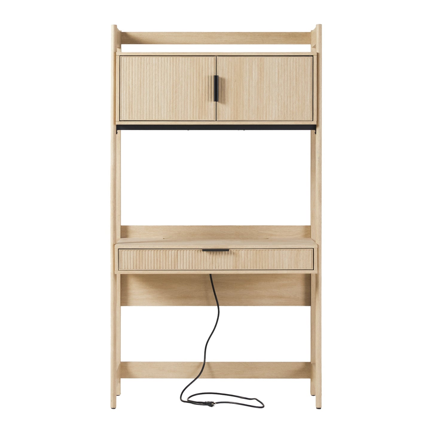 Walker Edison Transitional Reeded and Narrow/Wide Bookshelves and Desks with Drawers and Hutch