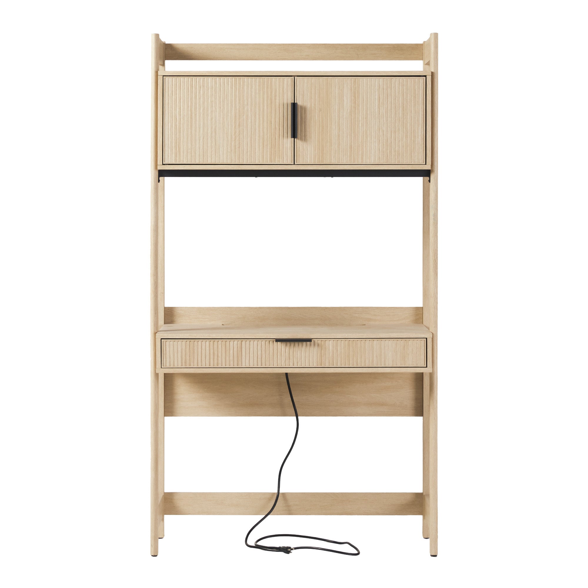 Walker Edison Transitional Reeded and Narrow/Wide Bookshelves and Desks with Drawers and Hutch