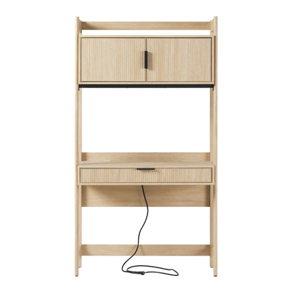 Walker Edison Transitional Reeded and Narrow/Wide Bookshelves and Desks with Drawers and Hutch