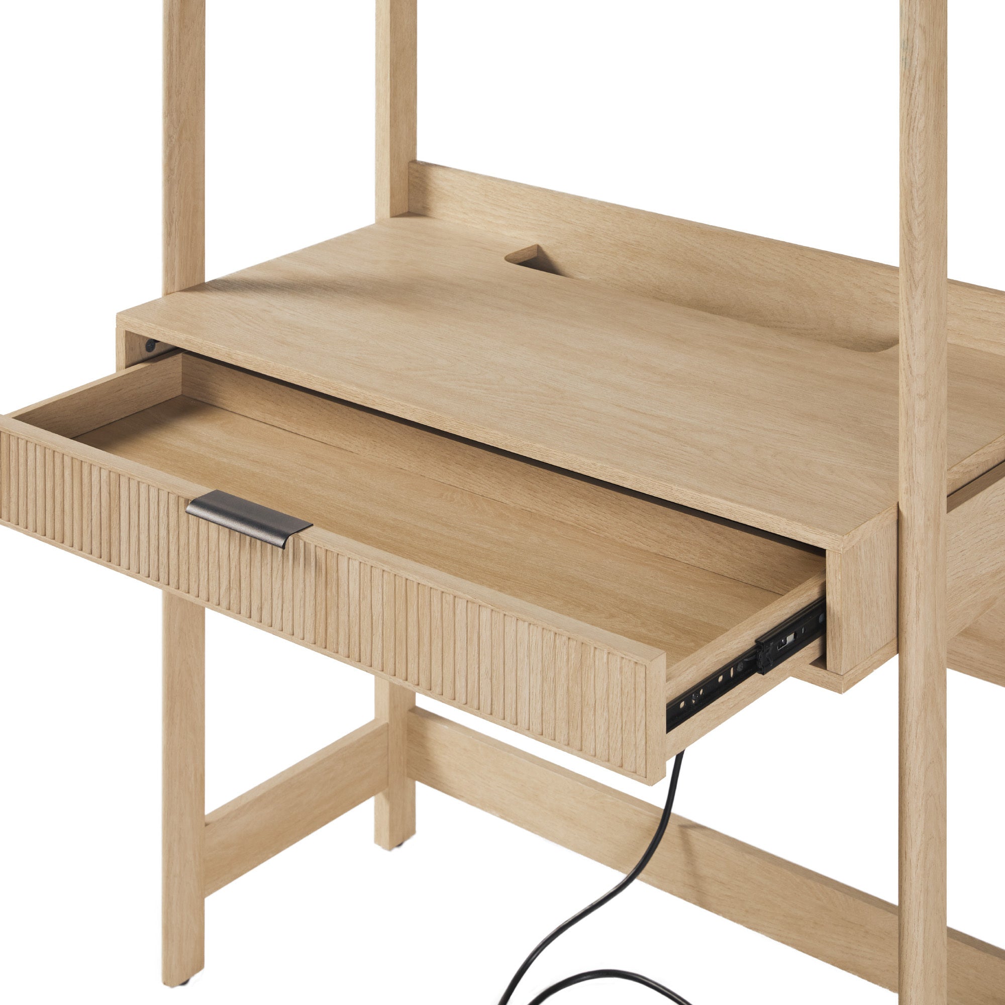 Walker Edison Transitional Reeded and Narrow/Wide Bookshelves and Desks with Drawers and Hutch