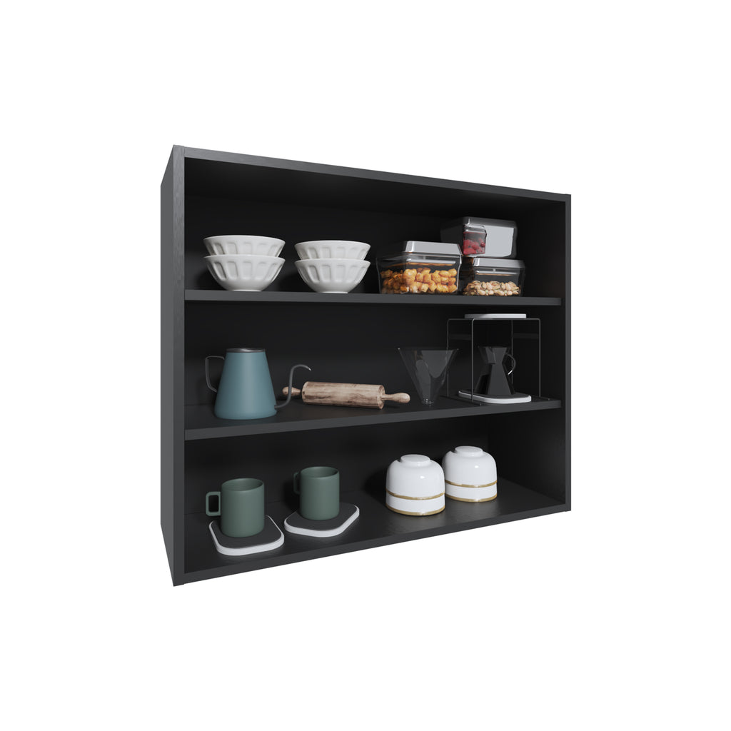 Wally 36 Wide x 30H 3-Tier Open Wall Cabinet, Wall Shelf, Storage Cabinet, Cube Shelf Bedroom, Office, Living Room, Garage Black