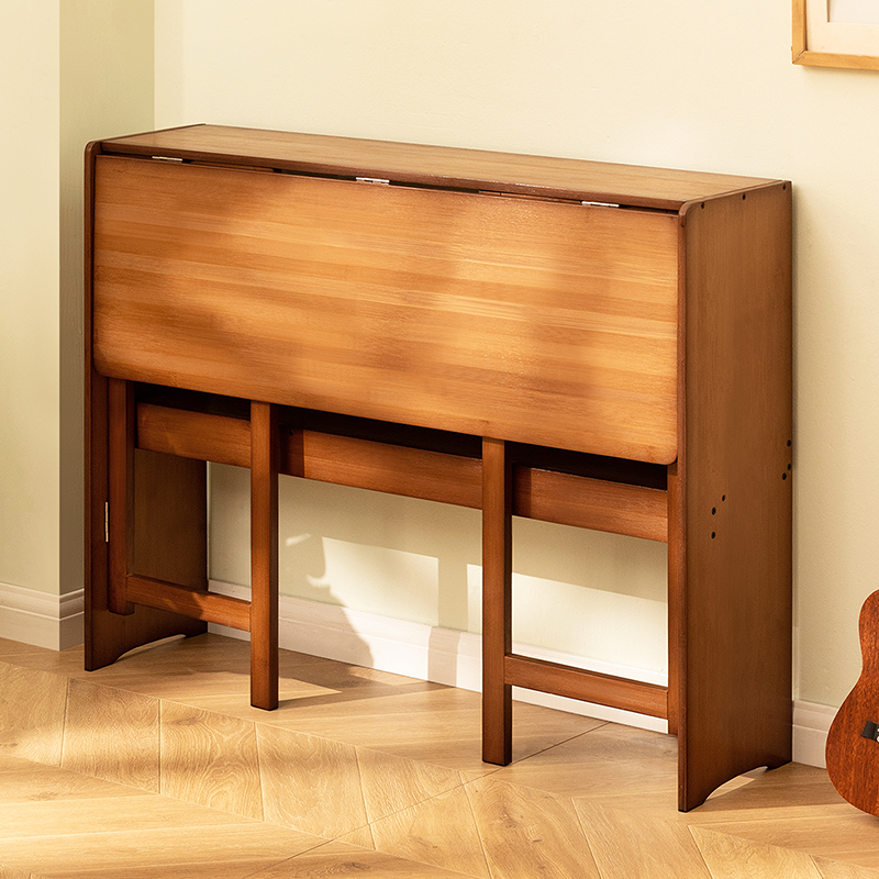 Bamboo Folding Desk,Space-Saving Computer Desk for Small Spaces, Foldable Study Table for Bedroom, Home Office, Dorm, Apartment (Brown) Desk