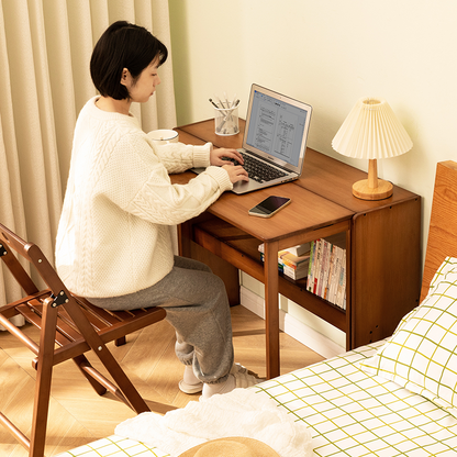 Bamboo Folding Desk,Space-Saving Computer Desk for Small Spaces, Foldable Study Table for Bedroom, Home Office, Dorm, Apartment (Brown) Desk