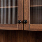 Walnut Farmhouse Pantry Cabinet with Pull-Out Storage.