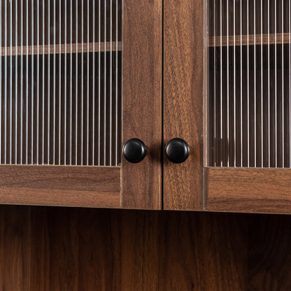 Kitchen pantry cabinet with multi-functional pull-out multi-tier storage shelf,Farmhouse Storage Cabinet with 4 Doors,Pantry Organizers for Kitchen,Dining Room