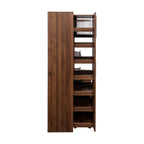 Walnut Farmhouse Pantry Cabinet with Pull-Out Storage.