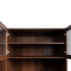 Walnut Farmhouse Pantry Cabinet with Pull-Out Storage.