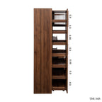 Walnut Farmhouse Pantry Cabinet with Pull-Out Storage.