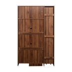 Walnut Farmhouse Pantry Cabinet with Pull-Out Storage.