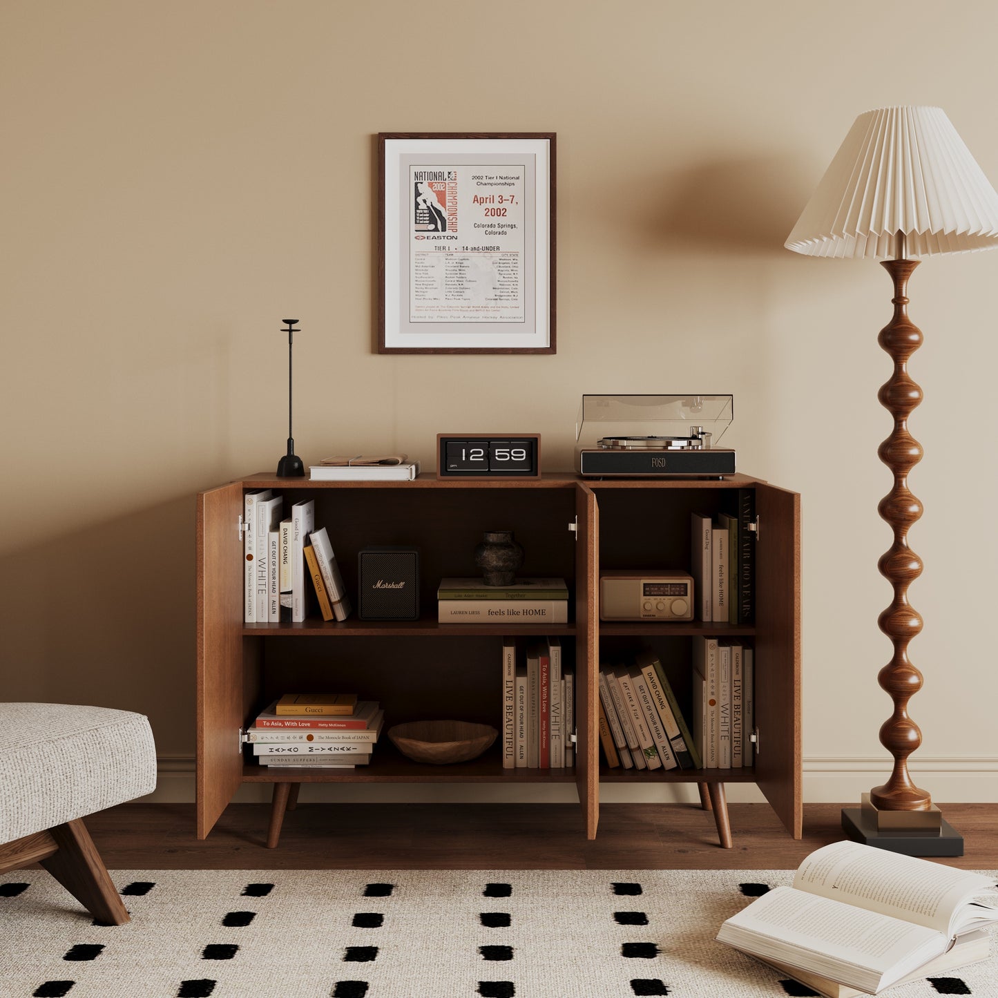 Entryway Storage Media Console Farmhouse Tv Stand Accent Buffet Sideboard Cabinet With Doors and Shelves Buffets