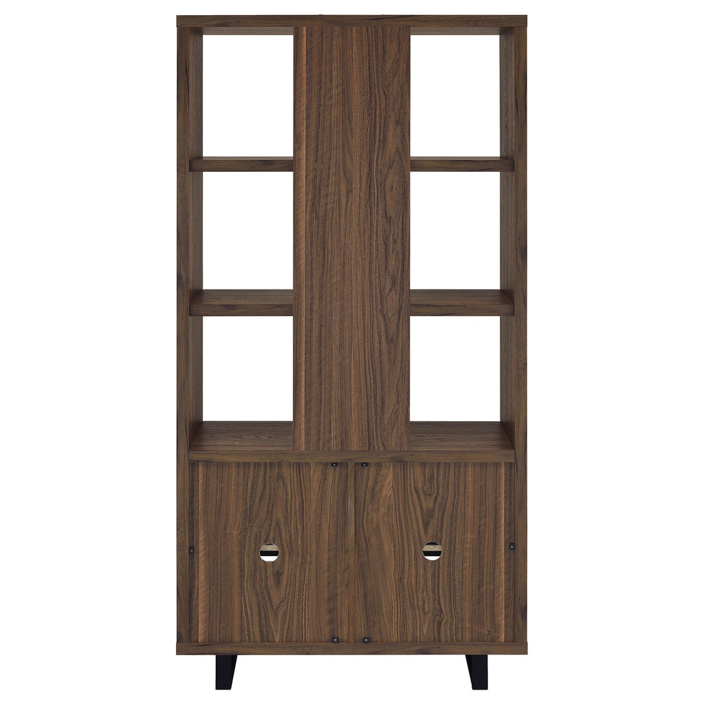 Rodger Walnut 3-shelf Cabinet Bookcase Bookshelf