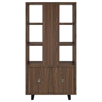 Rodger Walnut 3-shelf Cabinet Bookcase Bookshelf