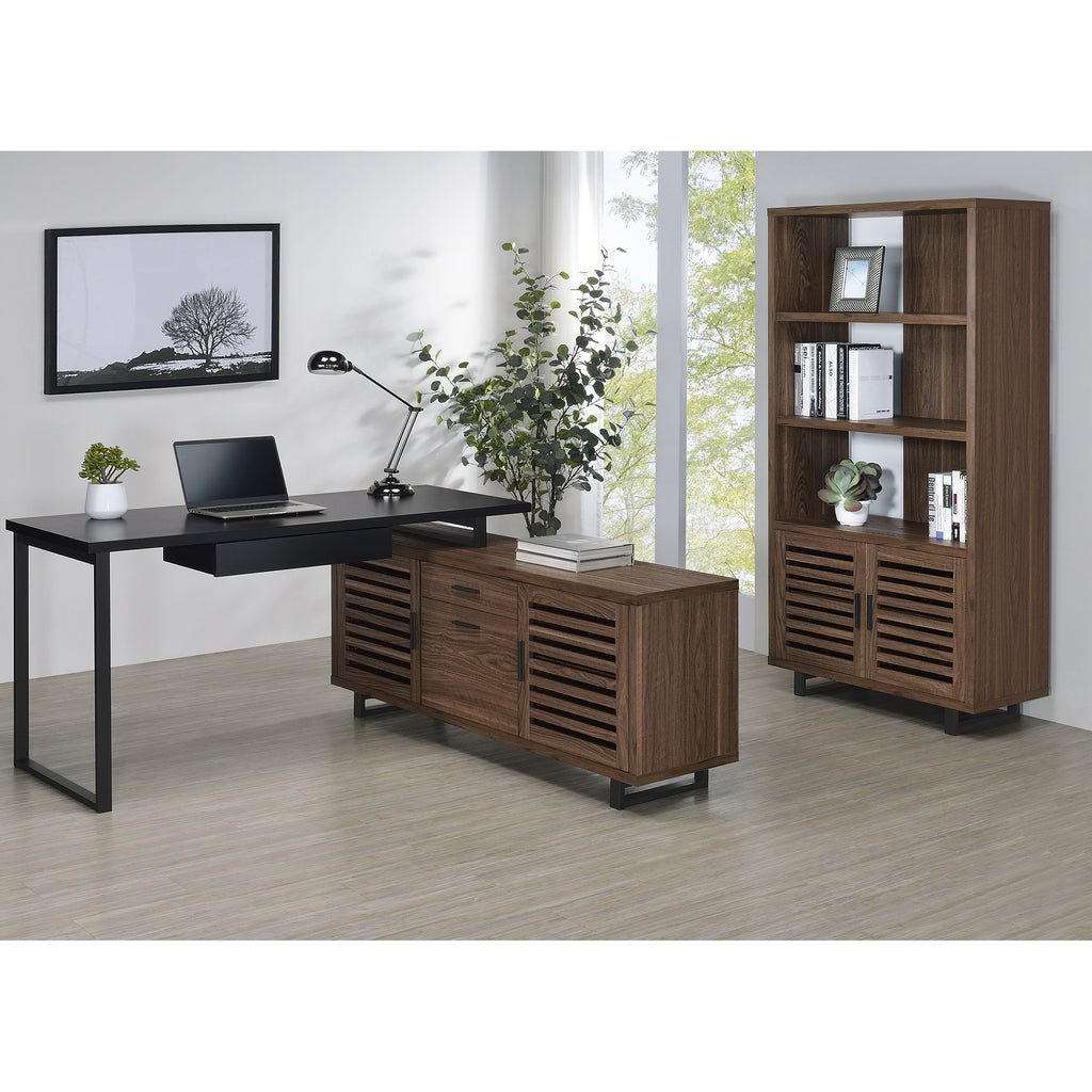 Rodger Walnut 3-shelf Cabinet Bookcase Bookshelf