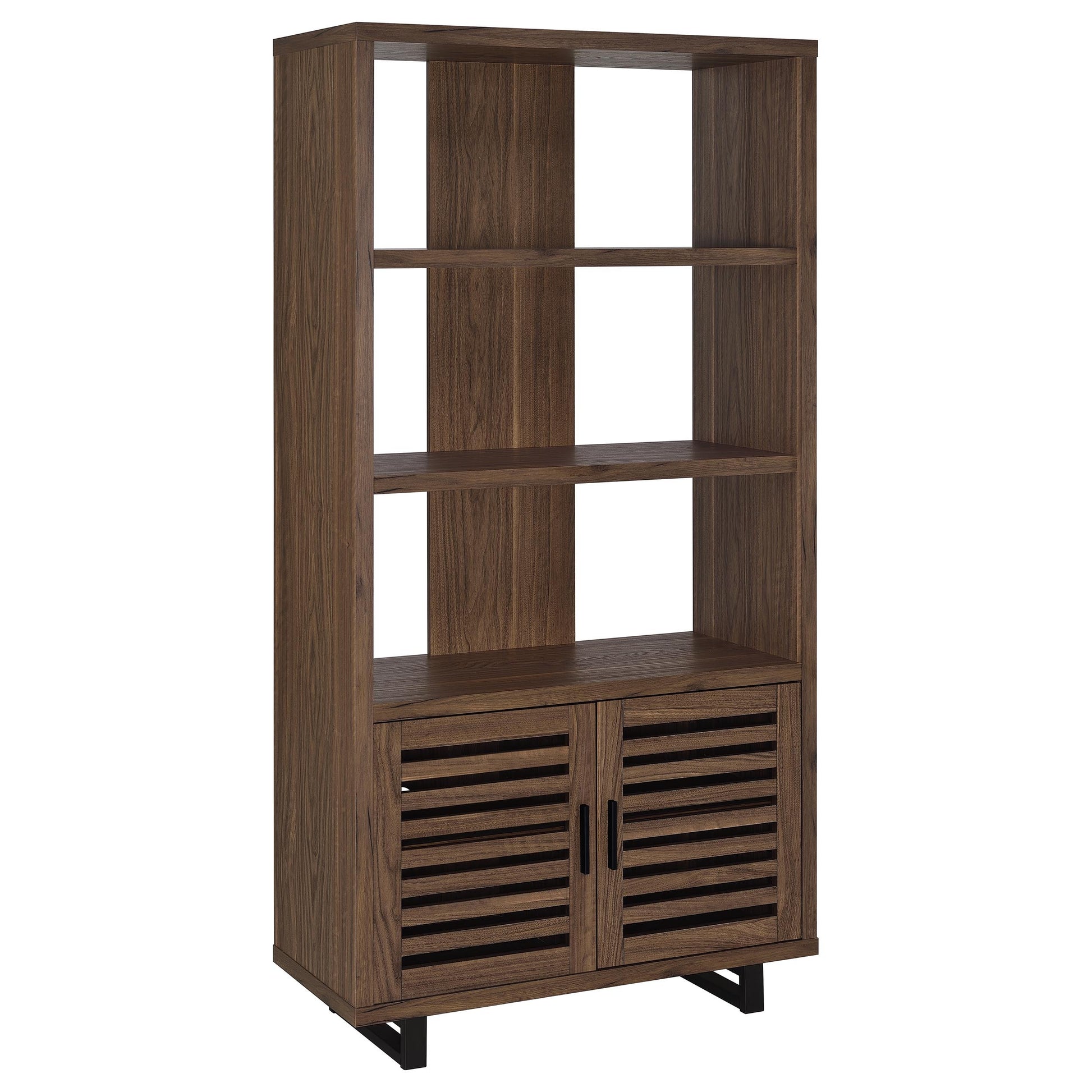 Rodger Walnut 3-shelf Cabinet Bookcase Bookshelf