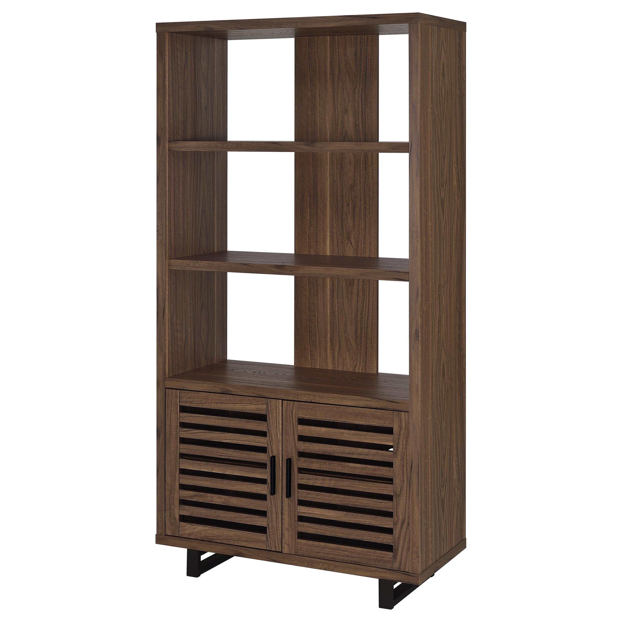 Rodger Walnut 3-shelf Cabinet Bookcase Bookshelf
