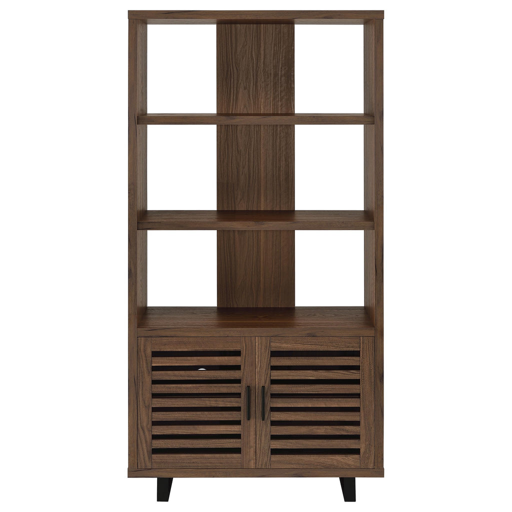 Rodger Walnut 3-shelf Cabinet Bookcase Bookshelf