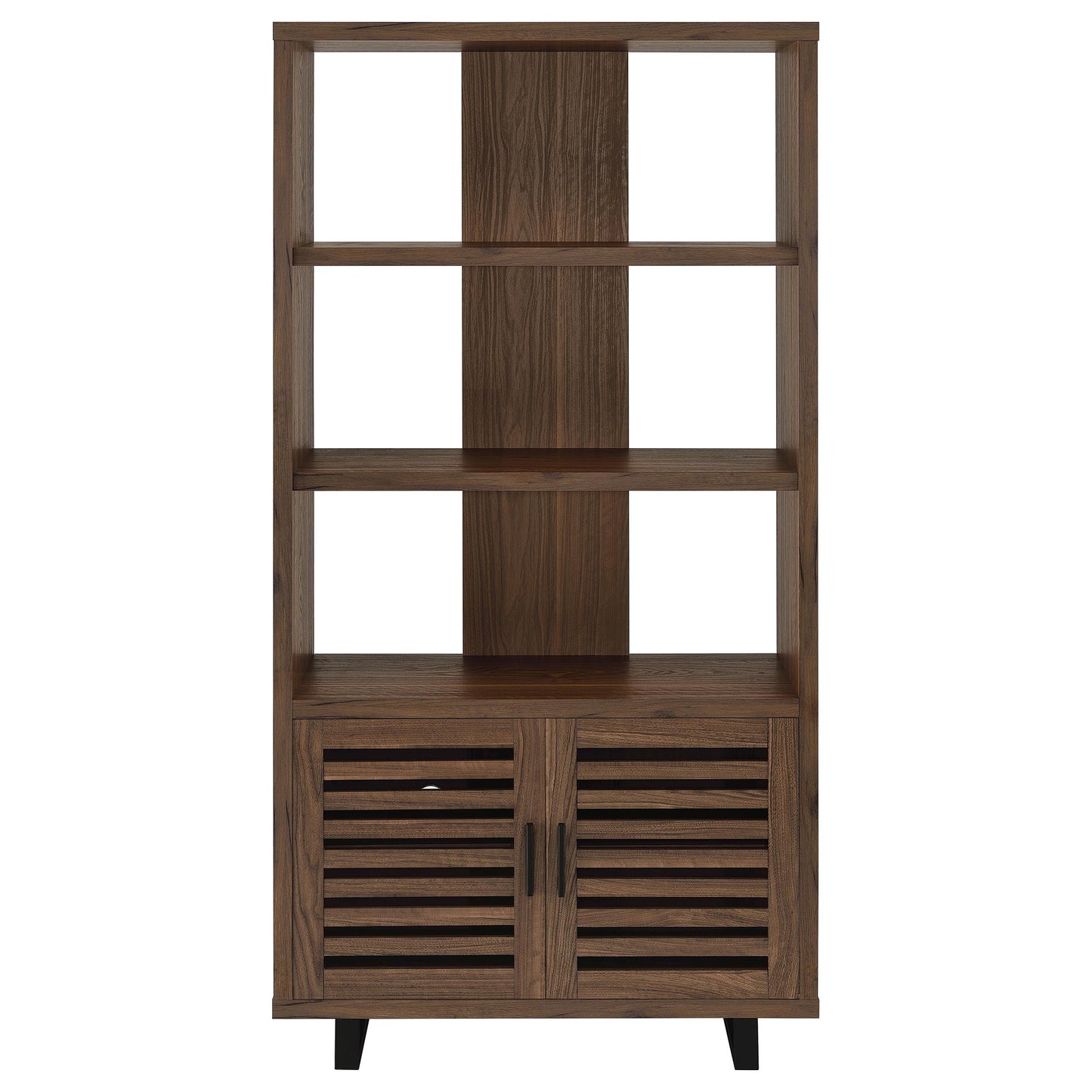 Rodger Walnut 3-shelf Cabinet Bookcase Bookshelf