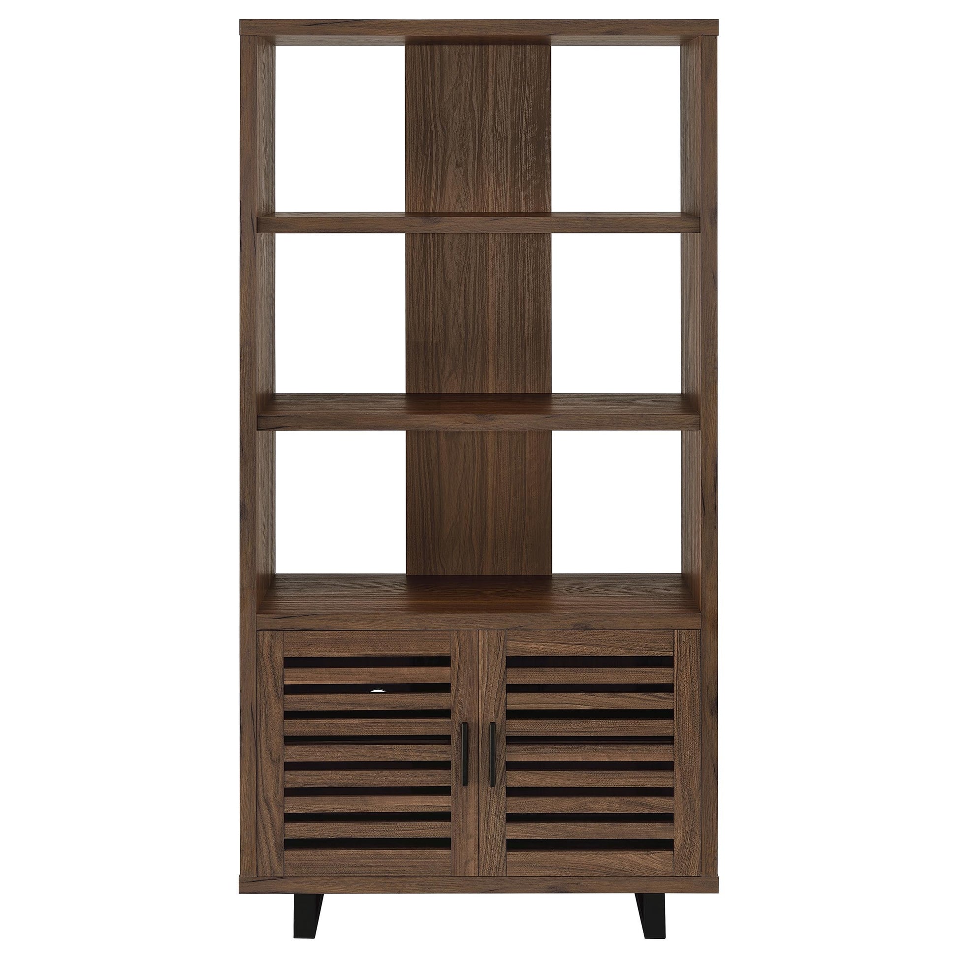 Rodger Walnut 3-shelf Cabinet Bookcase Bookshelf