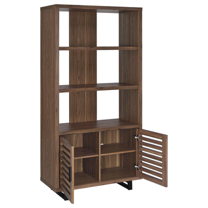 Rodger Walnut 3-shelf Cabinet Bookcase Bookshelf