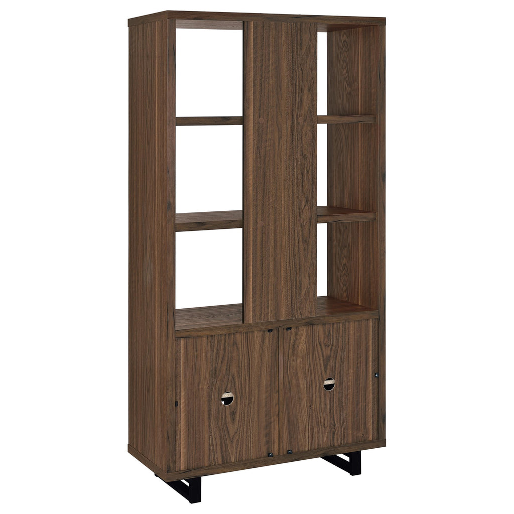 Rodger Walnut 3-shelf Cabinet Bookcase Bookshelf