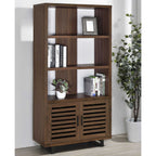 Rodger Walnut 3-shelf Cabinet Bookcase Bookshelf