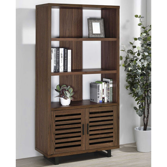 Rodger Walnut 3-shelf Cabinet Bookcase Bookshelf