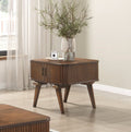 1pc Storage End Table Walnut Finish Tambour Doors Modern Living Room Furniture