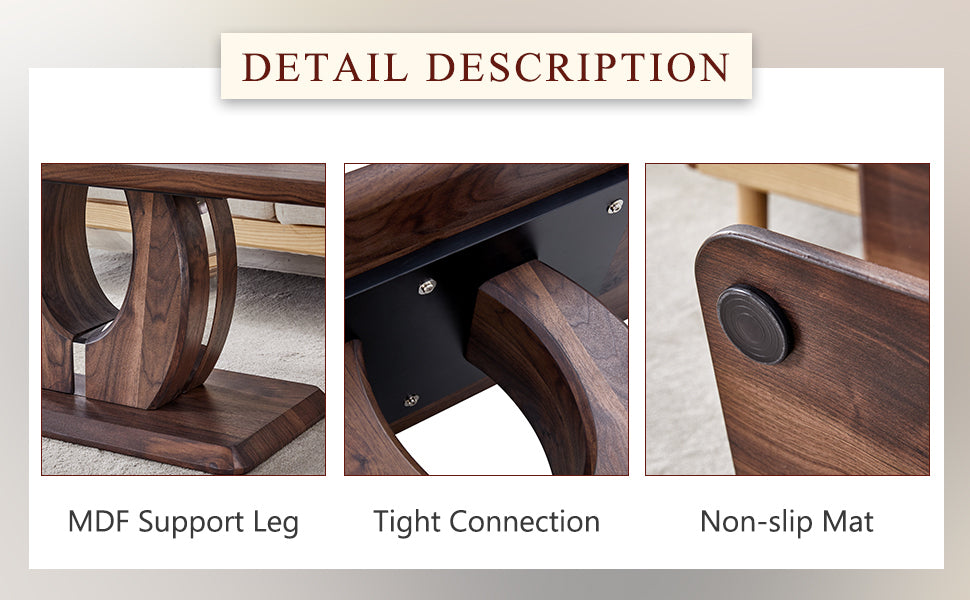 Modern Minimalist Walnut Dark Brown Texture Sticker-Patterned MDF Rectangular Coffee Table. Add a quiet and cozy atmosphere to your home.MDF coffee table,Walnut,Dark Brown textured Sticker,side table.