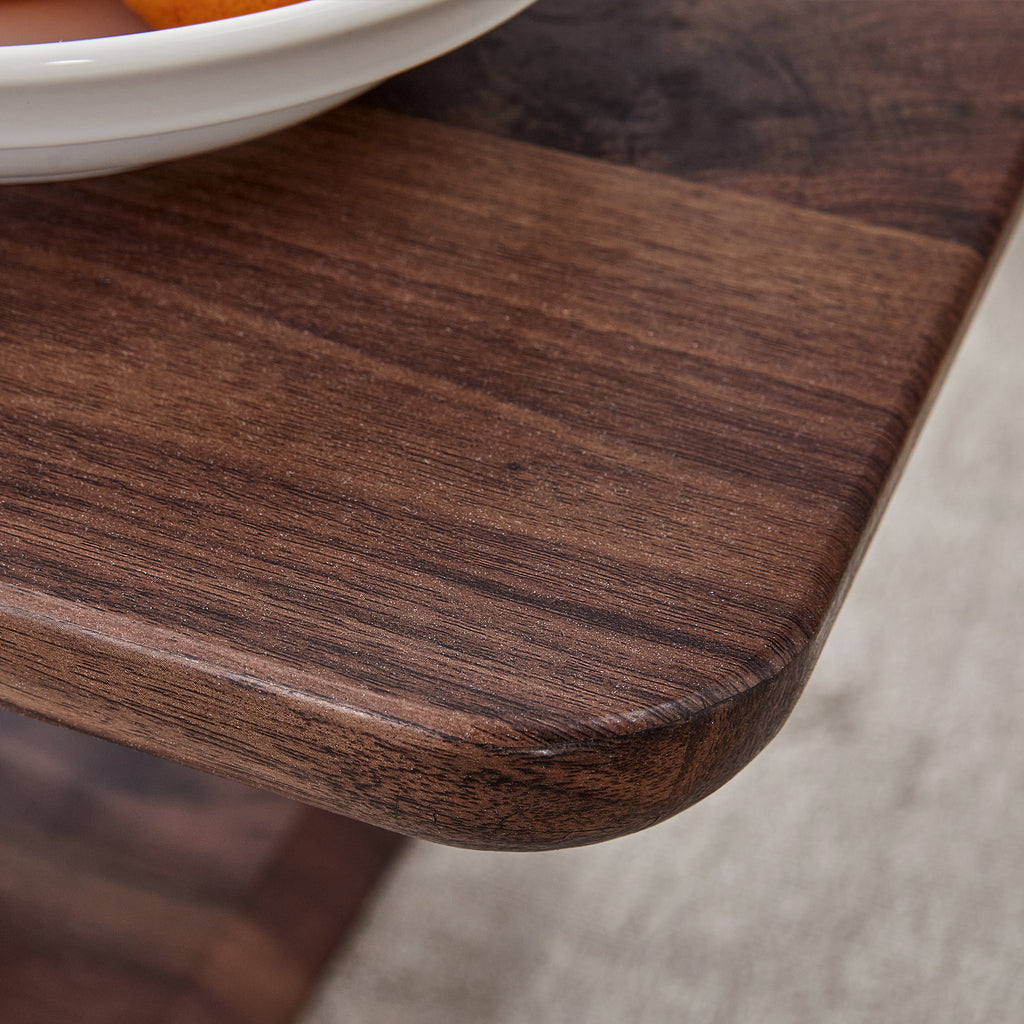 Modern Minimalist Walnut Dark Brown Texture Sticker-Patterned MDF Rectangular Coffee Table. Add a quiet and cozy atmosphere to your home.MDF coffee table,Walnut,Dark Brown textured Sticker,side table.