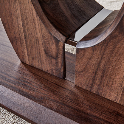 Modern Minimalist Walnut Dark Brown Texture Sticker-Patterned MDF Rectangular Coffee Table. Add a quiet and cozy atmosphere to your home.MDF coffee table,Walnut,Dark Brown textured Sticker,side table.