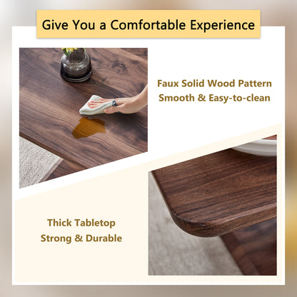 Modern Minimalist Walnut Dark Brown Texture Sticker-Patterned MDF Rectangular Coffee Table. Add a quiet and cozy atmosphere to your home.MDF coffee table,Walnut,Dark Brown textured Sticker,side table.