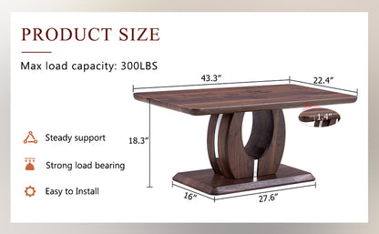 Modern Minimalist Walnut Dark Brown Texture Sticker-Patterned MDF Rectangular Coffee Table. Add a quiet and cozy atmosphere to your home.MDF coffee table,Walnut,Dark Brown textured Sticker,side table.