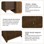 Fluted 5 Drawer Dresser, 45 Inch Tall Modern Chest of Drawers, Bedroom Dresser with Metal Handle, Wooden Drawer Organizer for Bedroom, Living Room, Hallway, Entryway, Walnut