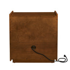 Mid Century Modern Nightstand with Charging Station & Outlet Hole & 2 Drawers, Farmhouse End Table with Open Shelf & Glass Drawer Dresser, Side Cabinet for Living Room Reception Room Dorm, Dark Walnut