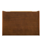 Mid Century Modern Nightstand with Charging Station & Outlet Hole & 2 Drawers, Farmhouse End Table with Open Shelf & Glass Drawer Dresser, Side Cabinet for Living Room Reception Room Dorm, Dark Walnut