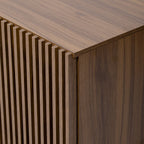 Mid-Century Modern style 2 in 1 PET FRIENDLY Walnut TV STAND Cat house With Sliding glass door flip-down