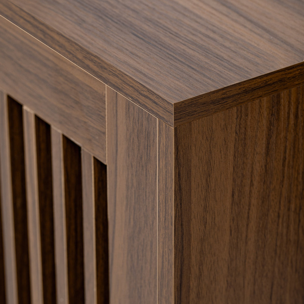 Mid-Century Modern 2 in 1 PET FRIENDLY Walnut TV Stand With Extendable table Soft cushion Sliding door Cat friendly furniture