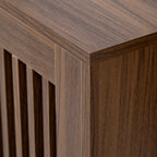 Mid-Century Modern 2 in 1 PET FRIENDLY Walnut TV Stand With Extendable table Soft cushion Sliding door Cat friendly furniture