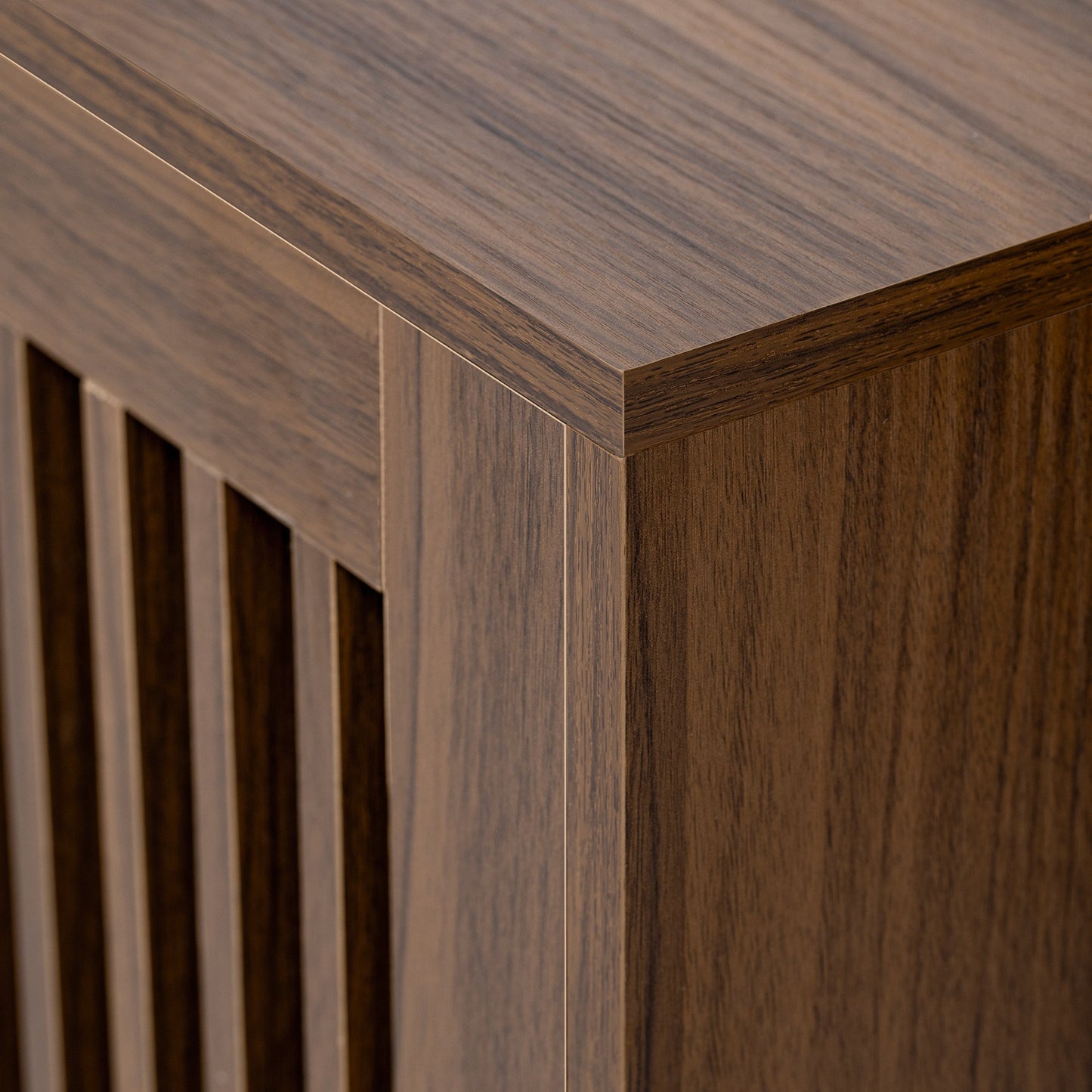 Mid-Century Modern 2 in 1 PET FRIENDLY Walnut TV Stand With Extendable table Soft cushion Sliding door Cat friendly furniture