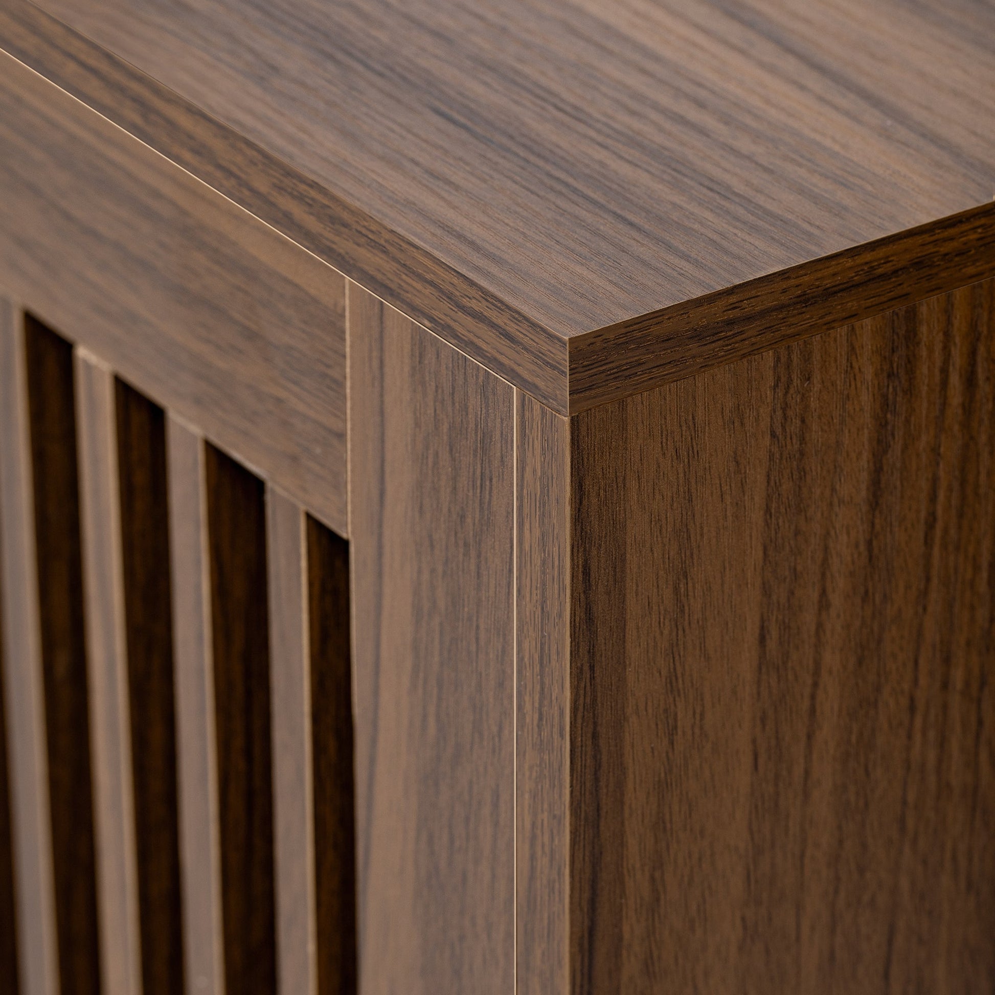 Mid-Century Modern 2 in 1 PET FRIENDLY Walnut TV Stand With Extendable table Soft cushion Sliding door Cat friendly furniture