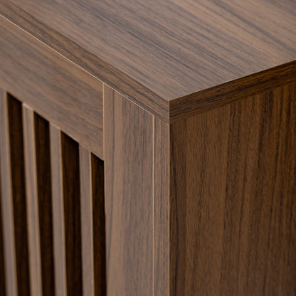 Mid-Century Modern 2 in 1 PET FRIENDLY Walnut TV Stand With Extendable table Soft cushion Sliding door Cat friendly furniture