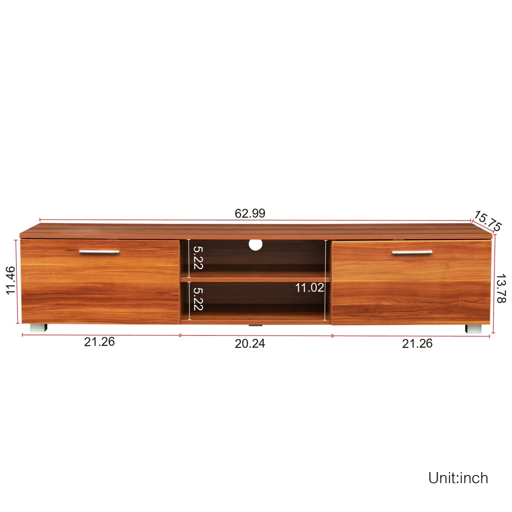 Walnut TV Stand for 70 Inch TV Stands, Media Console Entertainment Center Television Table, 2 Storage Cabinet with Open Shelves for Living Room Bedroom