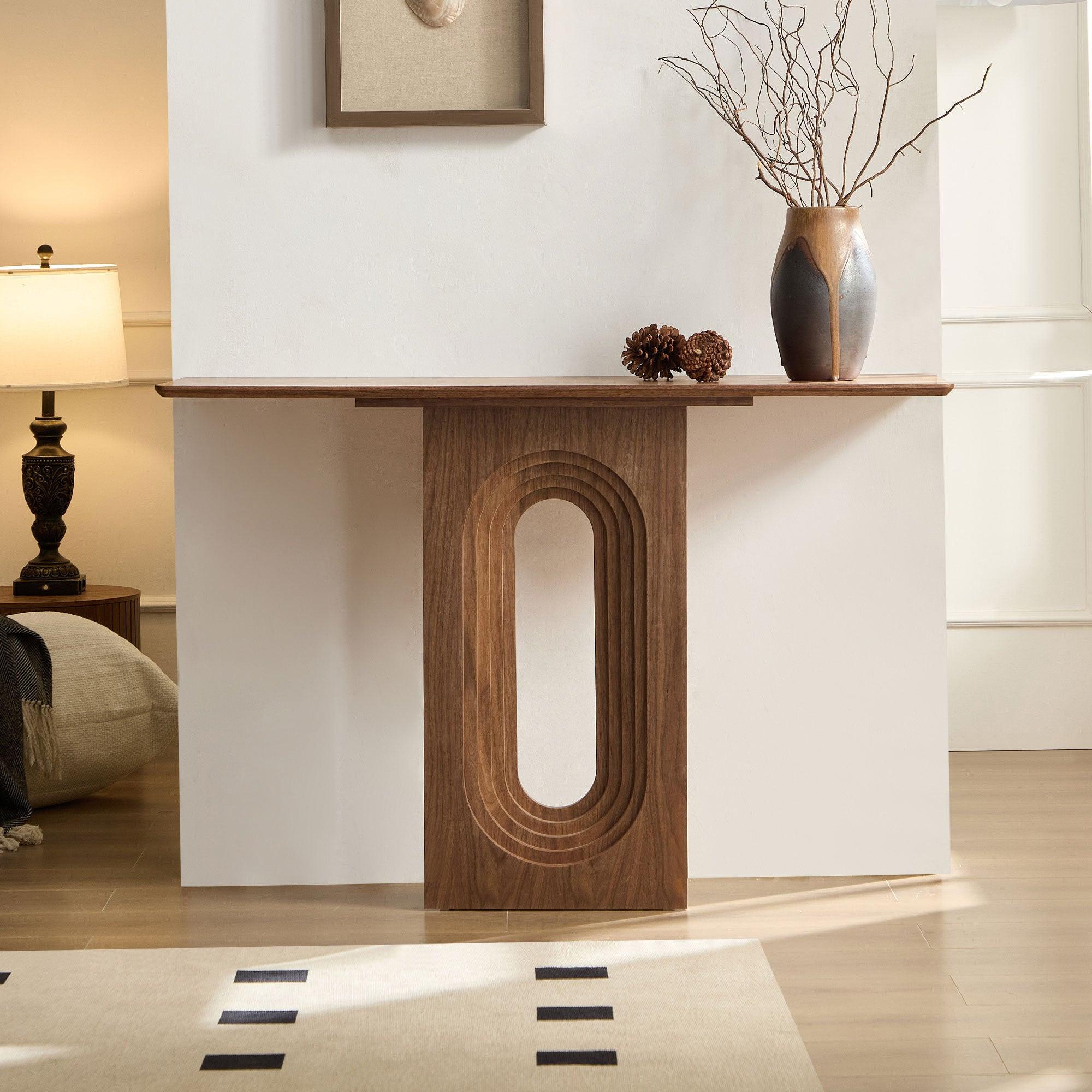 Modern Walnut Console Table with Loopback Design | Groovy Boardz