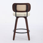 Walnut Rattan Swivel Counter Height Bar Stools.