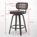 Walnut Rattan Swivel Counter Height Bar Stools.